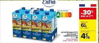 Carrefour Lait de Montagne U.H.T demi-écrémé Carrefour Extra offre