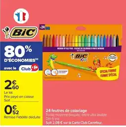 Carrefour Bic 24 feutres de coloriage offre