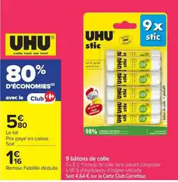Carrefour Uhu 9 batons de colie offre