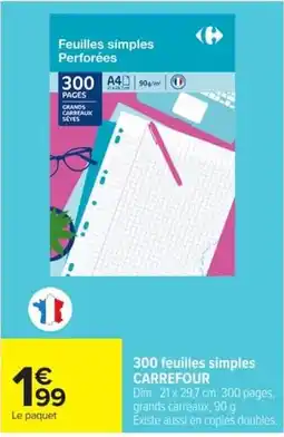 Carrefour CARREFOUR Feuilles simples Perforées offre