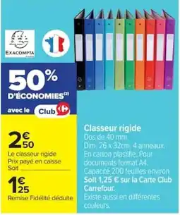 Carrefour EXACOMPTA Classeur rigide offre