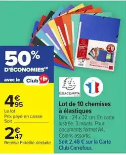 Carrefour Exacompta chemises à élastiques offre