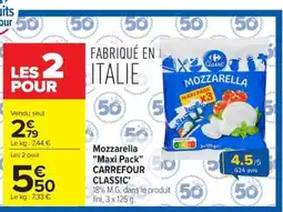 Carrefour Carrefour classic mozzarella maxi pack offre