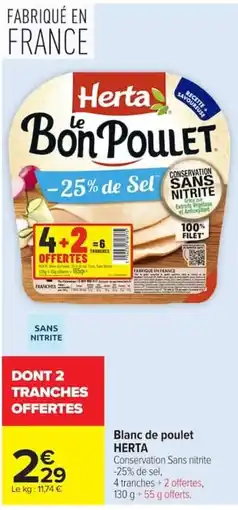 Carrefour Herta Blanc de poulet offre