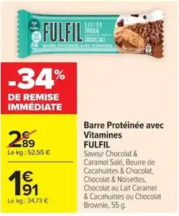 Carrefour FULFIL Barre Protéinée avec Vitamines offre