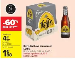 Carrefour Leffe Bière d'Abbaye sans alcool offre