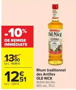 Carrefour Old Nick Rhum traditionnel offre