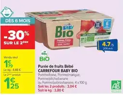 Carrefour Baby Bio Purée de fruits Bébé offre