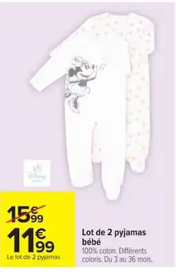 Carrefour Disney baby pyjamas bébé offre