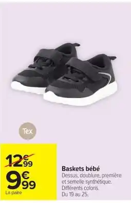 Carrefour Tex Baskets bébé offre