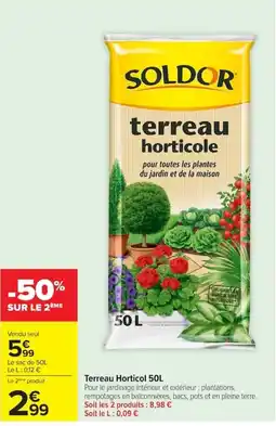Carrefour SOLDOR Terreau horticole offre
