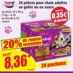 Norma whiskas 24 pâtées pour chats adultes offre