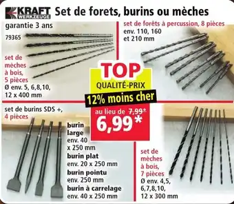 KRAFT Set de forets, burins ou mèches
