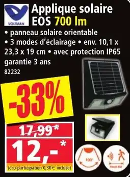 Norma VOITMAN Applique solaire EOS 700 lm offre