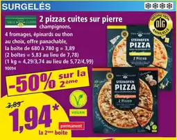Norma Villa Gusto 2 pizzas cuites sur pierre champignons offre