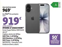 Auchan iPhone 17 256GO NOIR offre