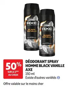 Auchan Axe déodorant spray homme black vanille offre