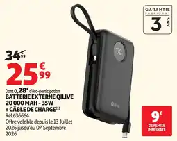 Auchan Qilive BATTERIE EXTERNE offre
