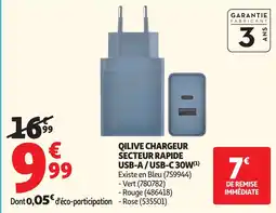Auchan QILIVE CHARGEUR offre