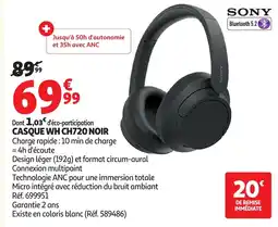 Auchan SONY CASQUE WH CH720 NOIR offre