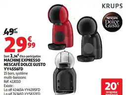 Auchan Krups machine expresso nescafé dolce gusto yy4556fd offre