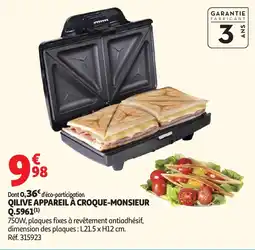 Auchan QILIVE APPAREIL À CROQUE-MONSIEUR offre