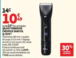 Auchan Qilive TONDEUSE CHEVEUX SANS FIL offre
