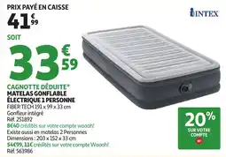 Auchan INTEX MATELAS GONFLABLE ÉLECTRIQUE 1 PERSONNE offre