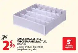 Auchan Actuel range chaussettes avec séparateur offre