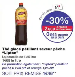Monoprix Lipton Thé glacé pétillant offre