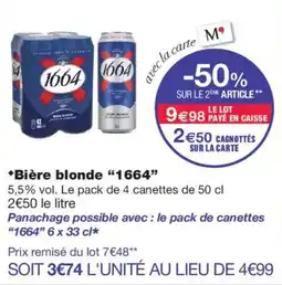 Monoprix 1664 Bière blonde offre