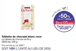 Monoprix Raffaello Tablette de chocolat blanc coco offre