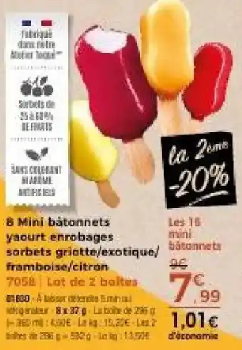 Mini bâtonnets yaourt enrobages