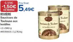 Costco RIVIÈRE Saucisses de Toulouse aux lentilles offre