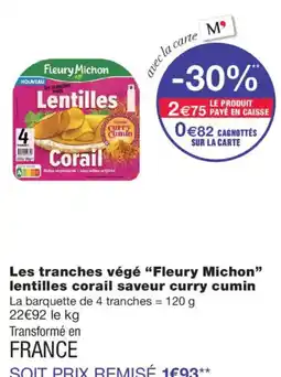 Monoprix Fleury Michon Lentilles Corail offre