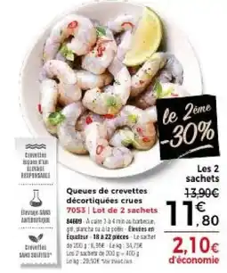 Thiriet Queues de crevettes décortiquées crues offre