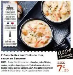 Thiriet 2 Cassolettes aux fruits de mer, sauce au Sancerre offre