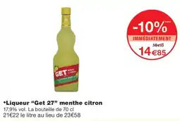 Monoprix GET Liqueur menthe citron offre