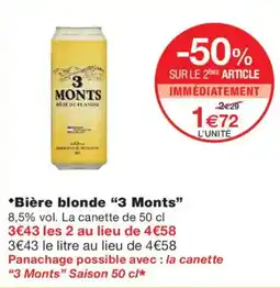 Monoprix 3 Monts Bière blonde offre