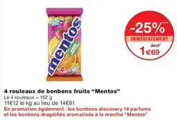 Monoprix Mentos bonbons fruits offre