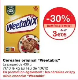 Monoprix Weetabix Céréales original offre