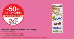 Monoprix Bjorg Boisson végétale Avoine Bio offre