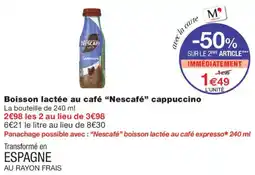 Monoprix Nescafé boisson lactée au café cappuccino offre