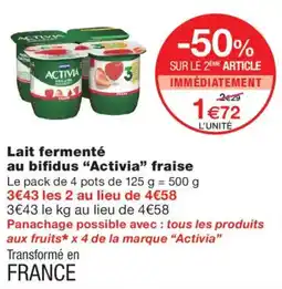 Monoprix Activia Lait fermenté offre
