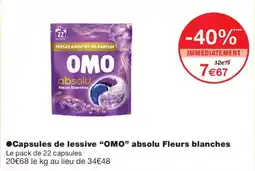 Monoprix OMO Capsules de lessive absolus Fleurs blanches offre