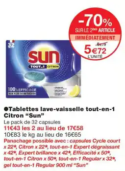 Monoprix Sun Tablettes lave-vaisselle tout-en-1 Citron offre