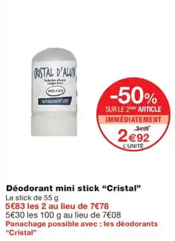 Monoprix Cristal Déodorant mini stick offre