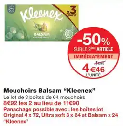Monoprix Kleenex Mouchoirs Balsam offre
