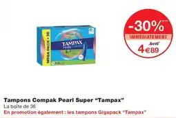 Monoprix TAMPAX Tampons Compak Pearl Super offre