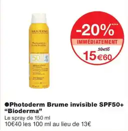 Monoprix Bioderma Photoderm Brume invisible SPF50+ offre